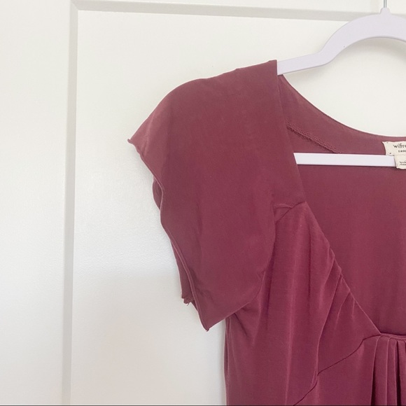 Aritizia Wilfred Bubble Hem Tunic Dress Burgundy Short Sleeve Spring Size Small - Picture 3 of 8